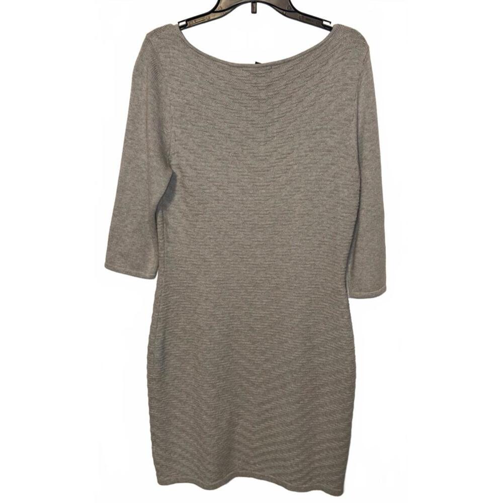 Elegant Ralph Lauren Textured Knit Dress with 3/4 Sleeves